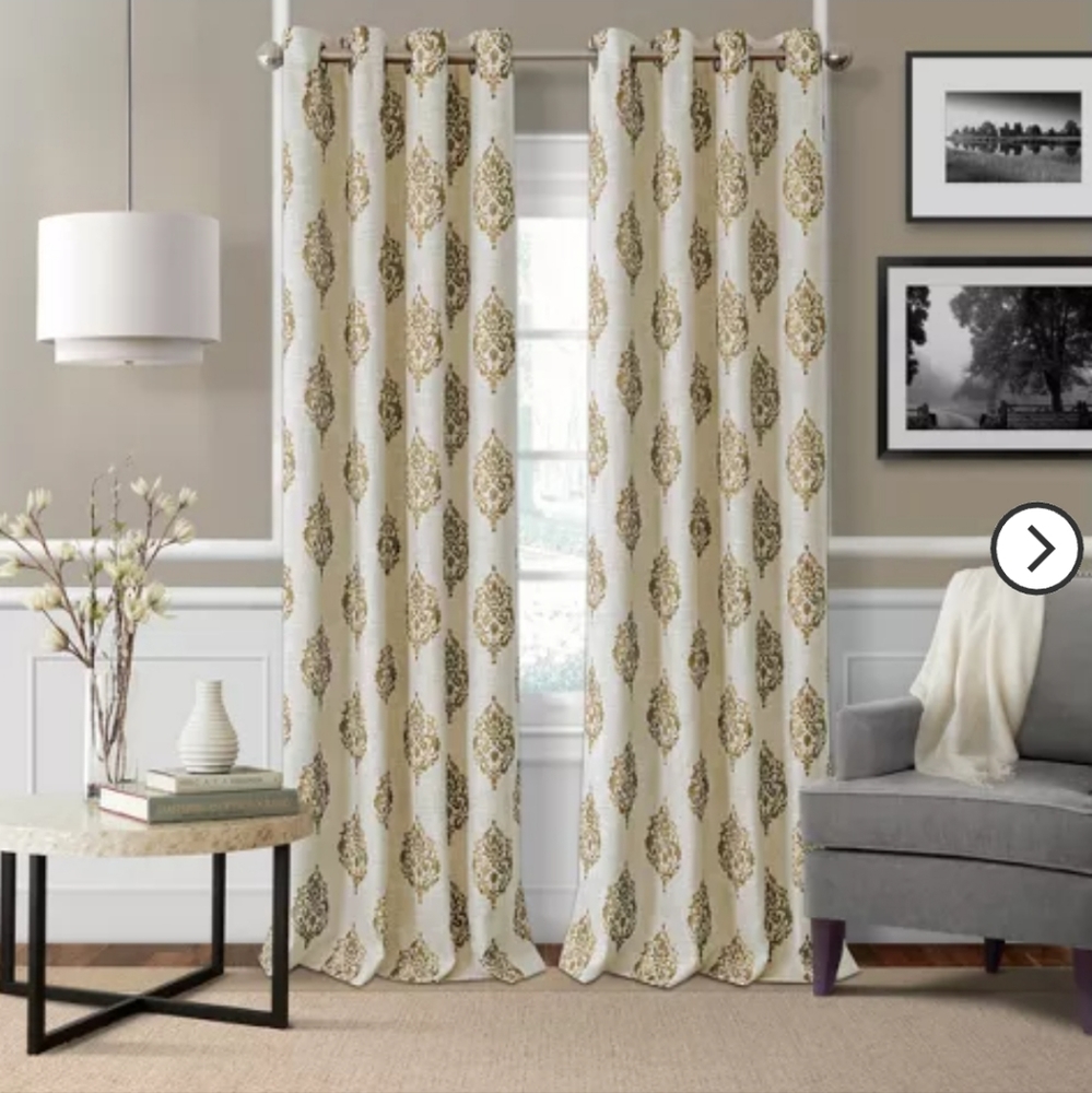 New Navara Medallion Room Darkening Single Panel Curtain Panel Elrene Natural